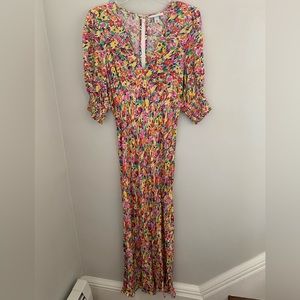 RIXO Floral Puff Sleeve Dress